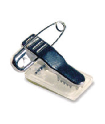 Rigid Crocodile Clip with Safety Pin - with self-adhesive back